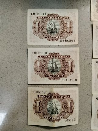 Lote 25 Billetes 1 Peseta 1953 Álvaro de Bazán