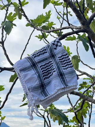 Keffiyeh Palestinese Bianco Nero