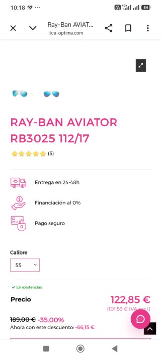 Ray-Ban Aviator RB3025 Cristal Azul Dorado NUEVAS