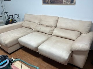 Sofá chaise longue beige tela