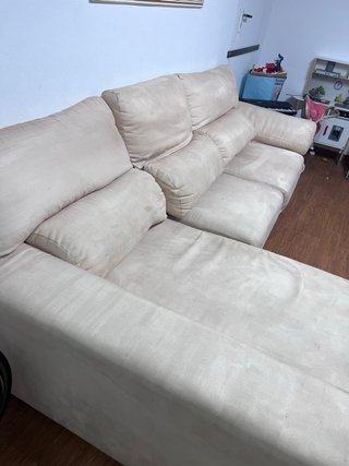 Sofá chaise longue beige tela