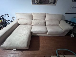 Sofá chaise longue beige tela