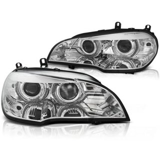 Faros Xenón Angel Eyes LED DRL Cromados para BMW X