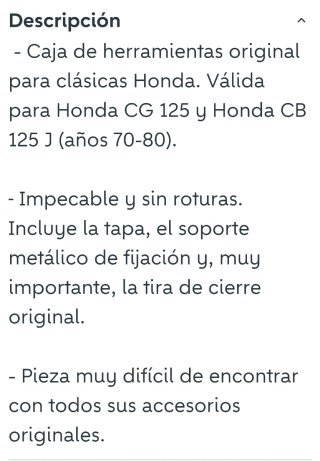 Caja Herramientas Honda CG 125J y CB 125 Años 70/8