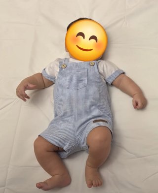 Pagliaccetto neonato righe blu 3 mesi