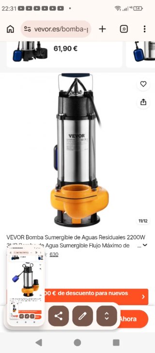 Bomba de agua 60.000 L VEVOR