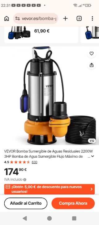 Bomba de agua 60.000 L VEVOR