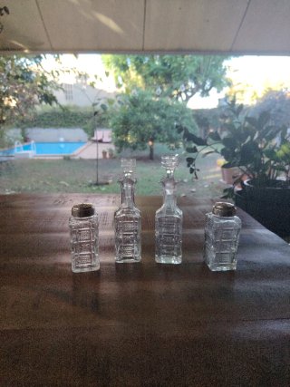Juego Aceitera Vinagrera Antiguo Cristal