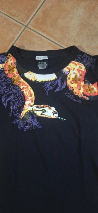 T-shirt Zu Elements vintage con stampa serpente