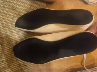 Bailarinas Zara Home tela blanco ribete negro