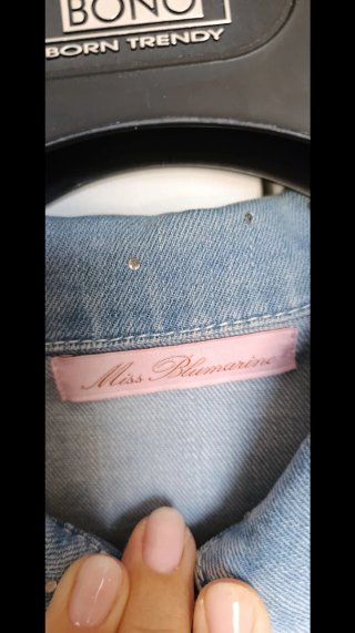 Giacca corta denim blu con strass miss Blumarine