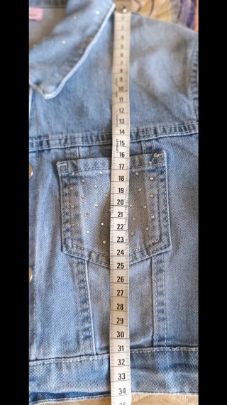 Giacca corta denim blu con strass miss Blumarine