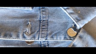 Giacca corta denim blu con strass miss Blumarine