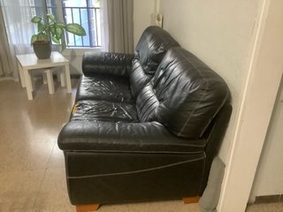 Sofá de piel negro 3 plazas