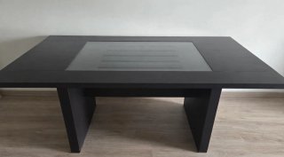 Mesa Comedor Negra 1.80m Cristal