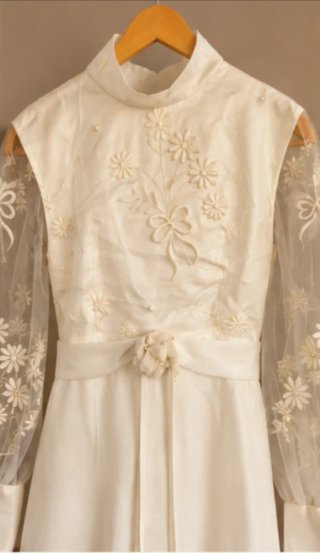 Vestido Novia Vintage 1970 Tocado Floral