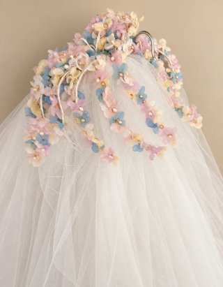 Vestido Novia Vintage 1970 Tocado Floral