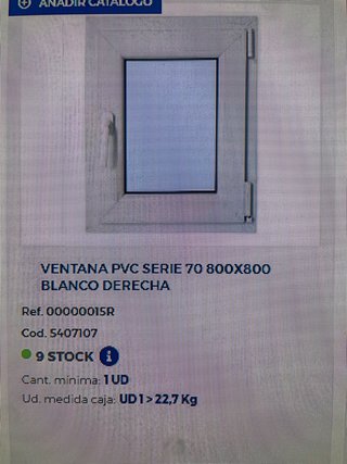 Ventana PVC 80x80 Blanca Derecha