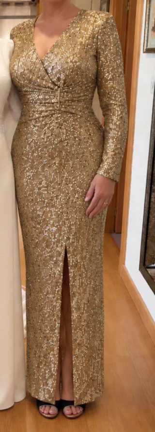 Vestido de fiesta Carla Ruiz dorado talla 46