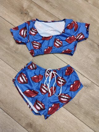 Pijama corto estampado labios nuevo a estrenar