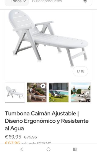 Tumbona de playa blanca plegable