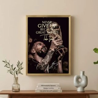 Quadro Messi Coppa del Mondo Oro Nero