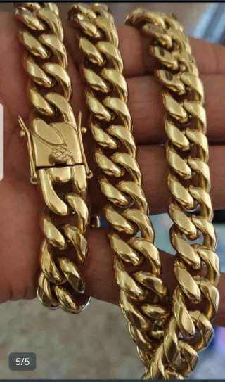 Cadena y Pulsera Acero 316L Dorado