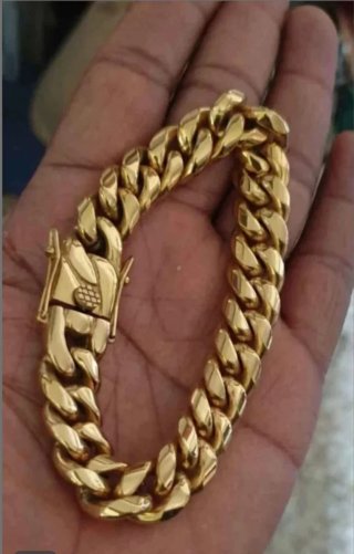Cadena y Pulsera Acero 316L Dorado