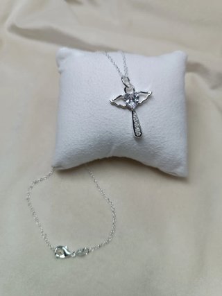 Collar de plata Plata Dije Ángel Corazón
