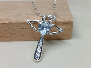 Collar de plata Plata Dije Ángel Corazón