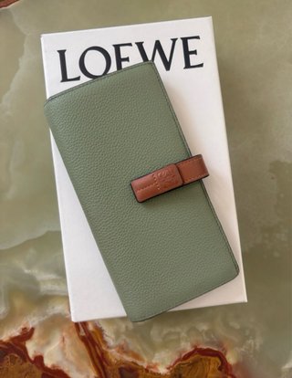 Billetero Loewe piel verde y marrón