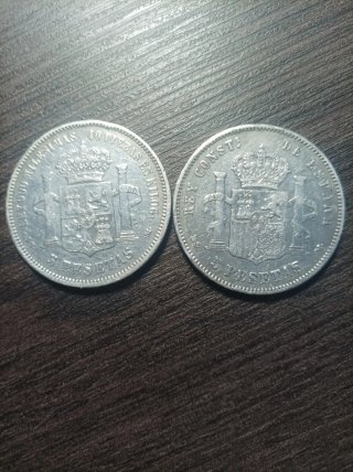 2 Duross Plata Alfonso XII 5 Pesetas
