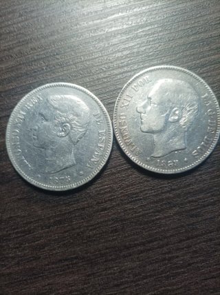 2 Duross Plata Alfonso XII 5 Pesetas