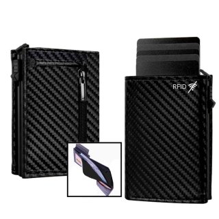 Cartera Tarjetero Automático Hombre RFID Monedero