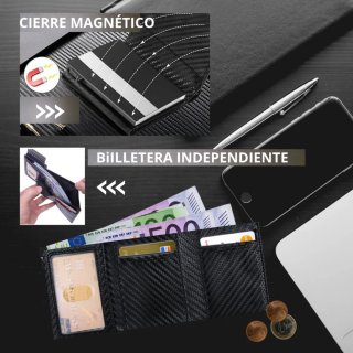 Cartera Tarjetero Automático Hombre RFID Monedero