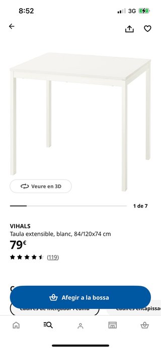 Mesa de comedor blanca extensible