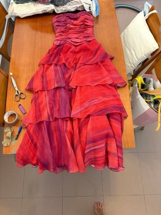 Vestido fiesta fucsia y morado