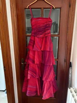 Vestido fiesta fucsia y morado