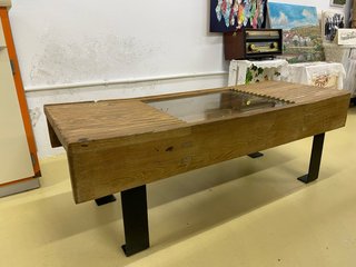 Mesa centro madera y cristal vintage