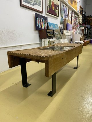 Mesa centro madera y cristal vintage