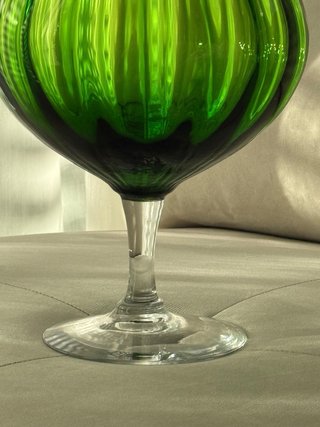 Jarrón Copa Cristal Verde