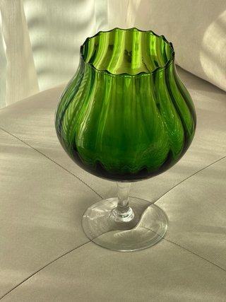 Jarrón Copa Cristal Verde