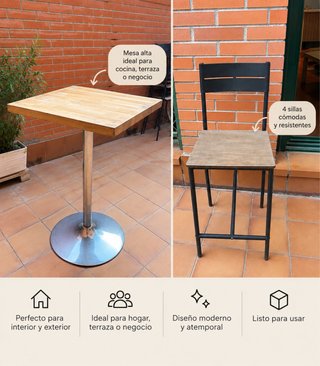 4 mesas y 6 sillas altas