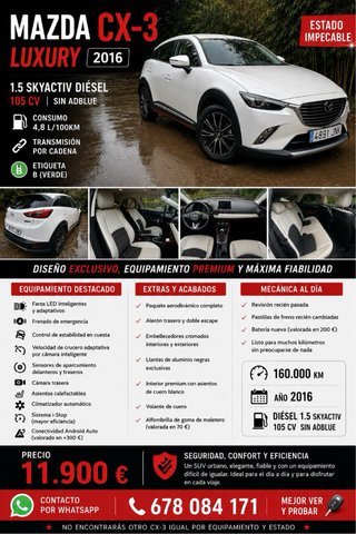 Mazda CX-3 2016 1.5 todos los extras