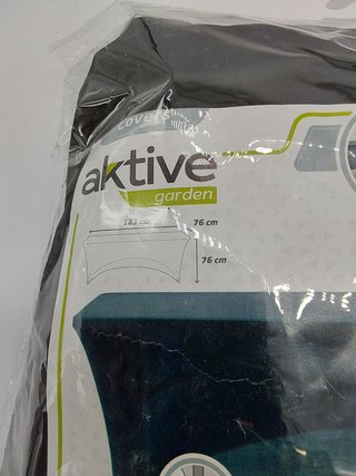 Aktive 61548 - Funda mesa jardín impermeable negra, Funda mueble jardín resistente con sujeción de r