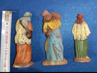 3 Figuras Belén Artesanales Barro Antiguas