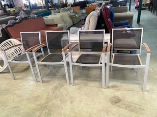 4 Sillas de Exterior Metal y Madera
