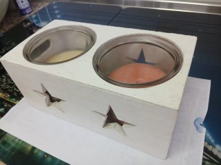 Caja de velas decorativa madera y cristal