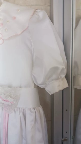 Vestido de Comunión Vintage Blanco y Rosa