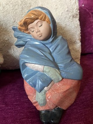 Pareja Figuras Porcelana Niños Durmiendo